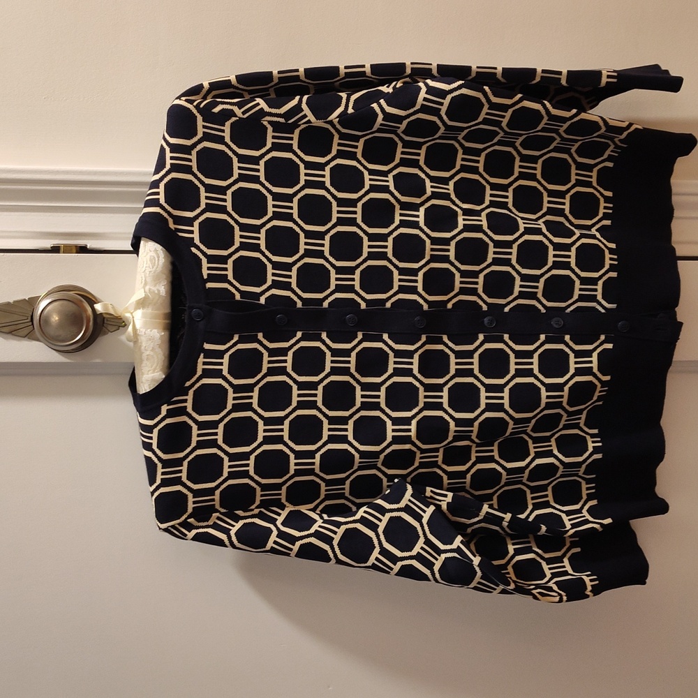 Intarsia Knit Cardigan. Never Worn. Geometric Design. Size XL.
